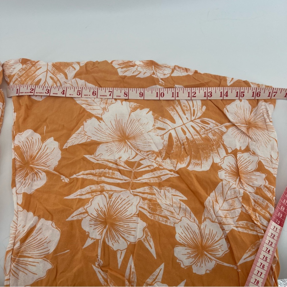 Roxy High-waist Orange & White Floral Wide Leg Flowy Hawaiian Pants Size Large - Picture 7 of 12